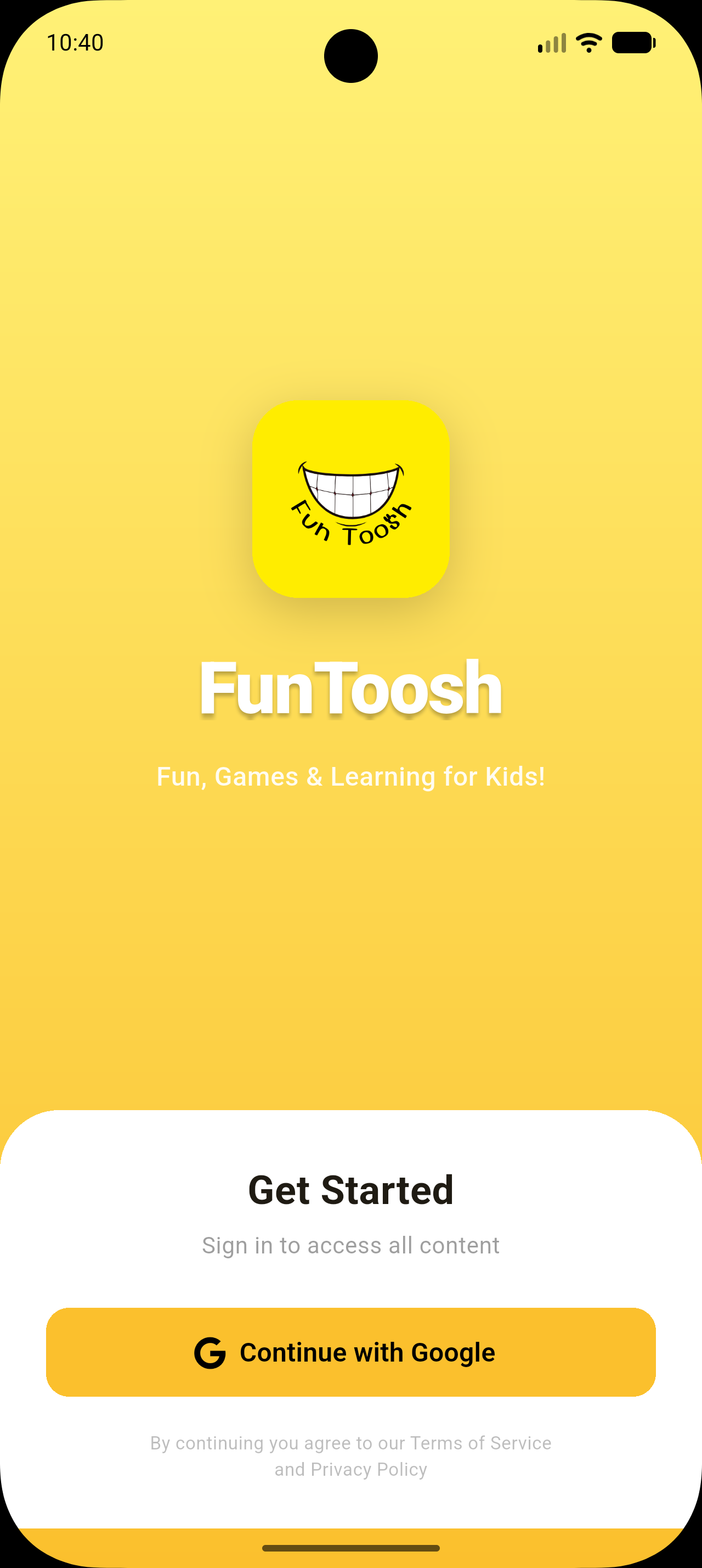 Funtoosh – Welcome Screen